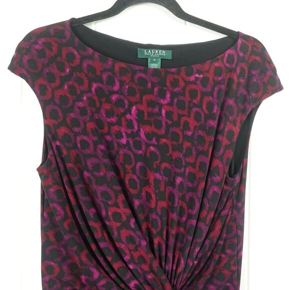 Ralph Lauren Womens Ruched Geometric Dress Size 12 - Picture 3 of 10